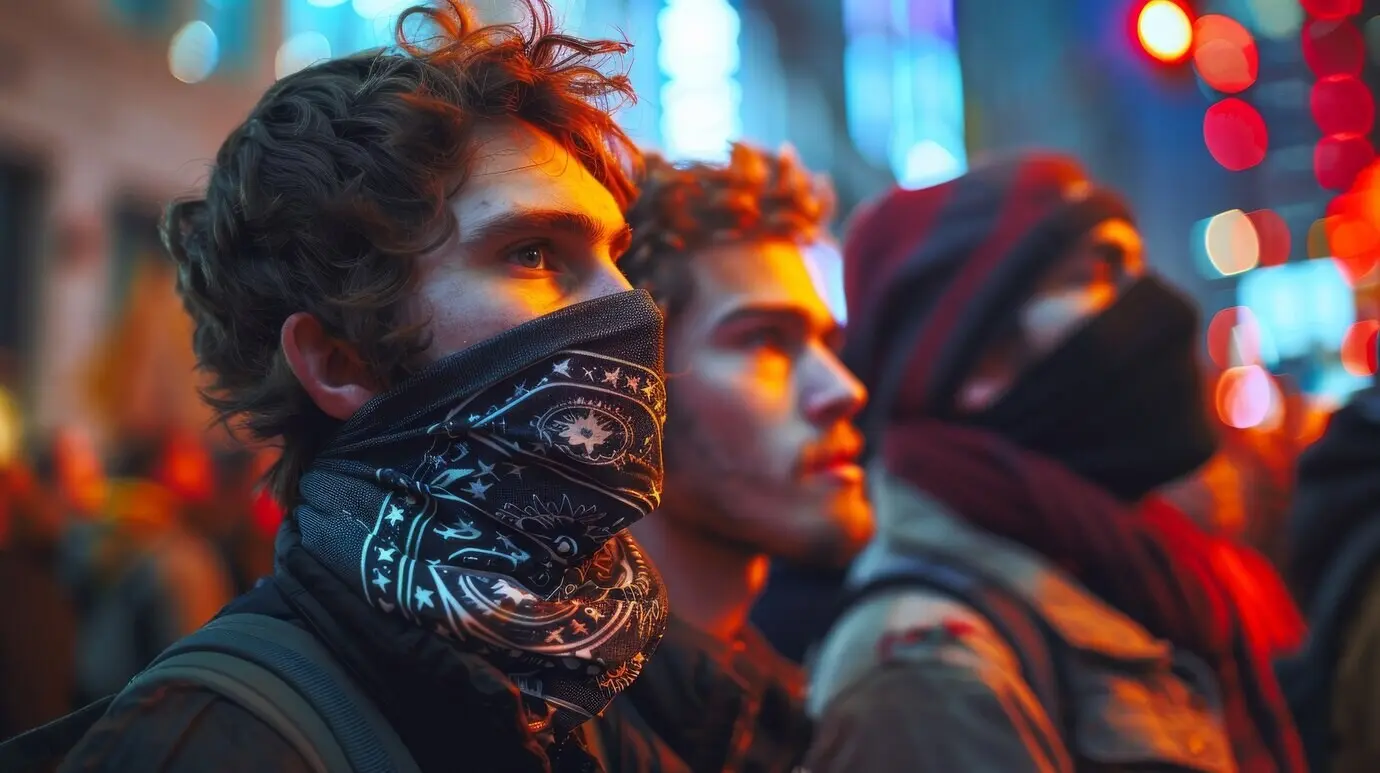 Группа рабочих организует протест.